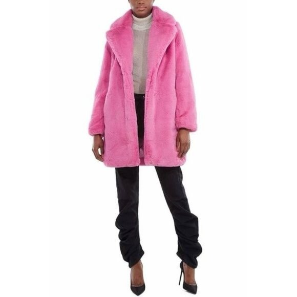 Apparis Sugar Pink Vegan Fur Stella Jacket Midi